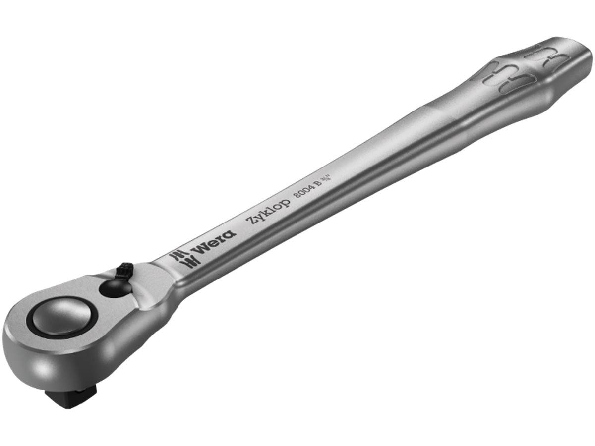 Wera Umschaltknarre 8004 B Zyklop Metal-Knarre Umschalthebel, 5° Rückschwenkwinkel, für 3/8" Vierkant-Steckschlüsseleinsätze