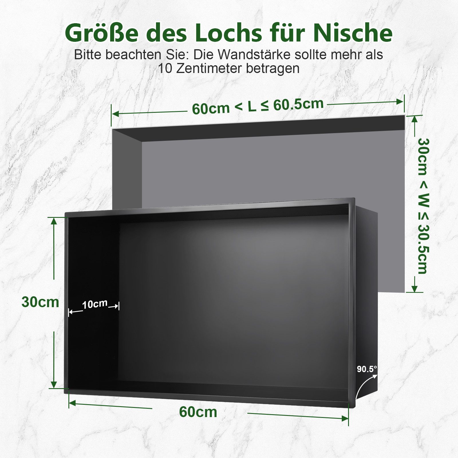 PRIISF Duschwand Duschnische Edelstahl Schwarz Wandnische günstig online kaufen