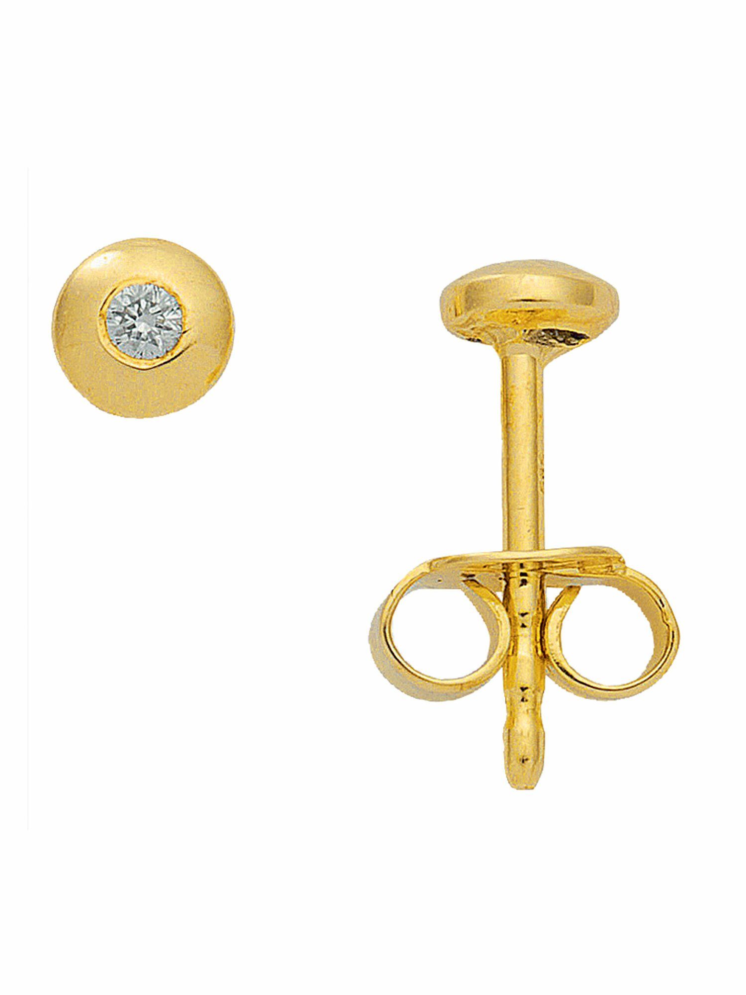 Adelia´s Paar Ohrhänger, 585 Gold mit Diamant / Brillant Goldschmuck für Damen | Ohrhänger
