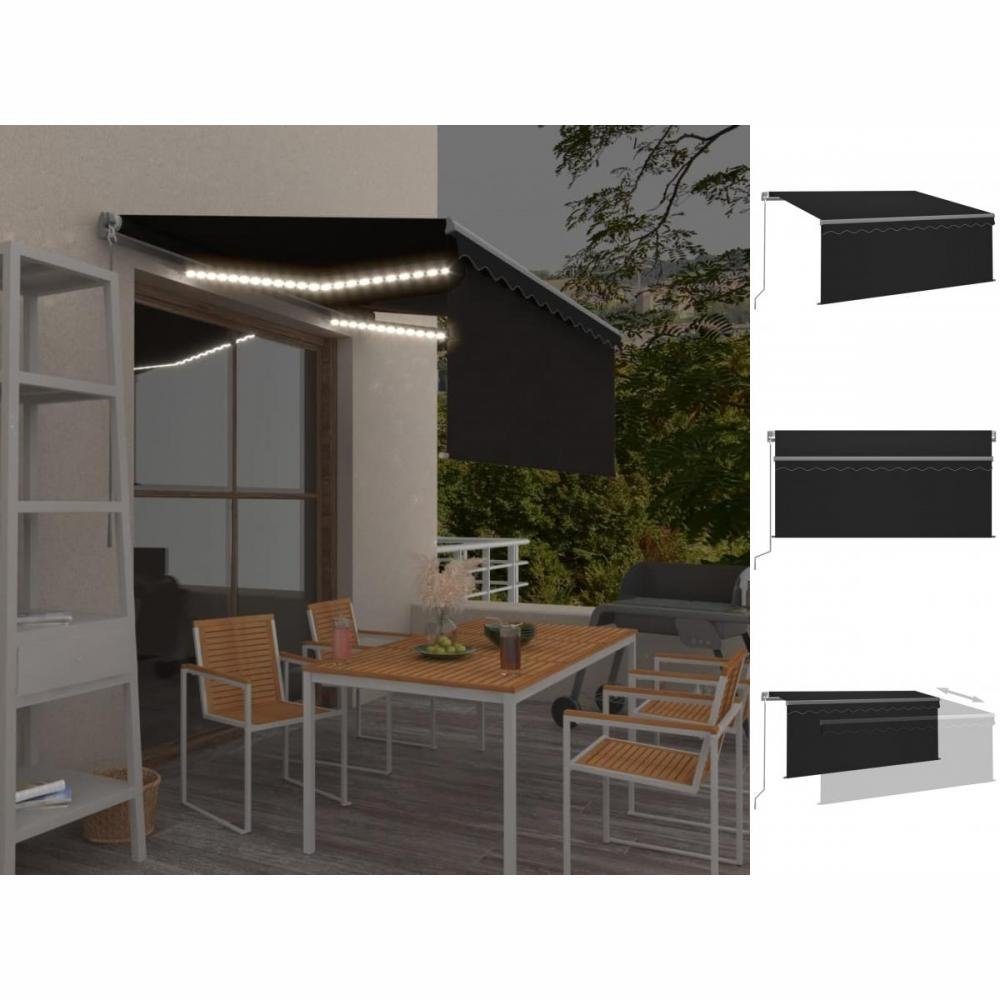 vidaXL Markise »Gelenkarmmarkise Einziehbar mit Volant LED 3,5x2,5m  Anthrazit Balkon Terrasse«
