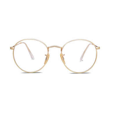 yozhiqu Brille Retro-Kosmetikbrillengestell mit rundem Rahmen in Roségold, ideal für schlanke optische Augenspiegelrahmen