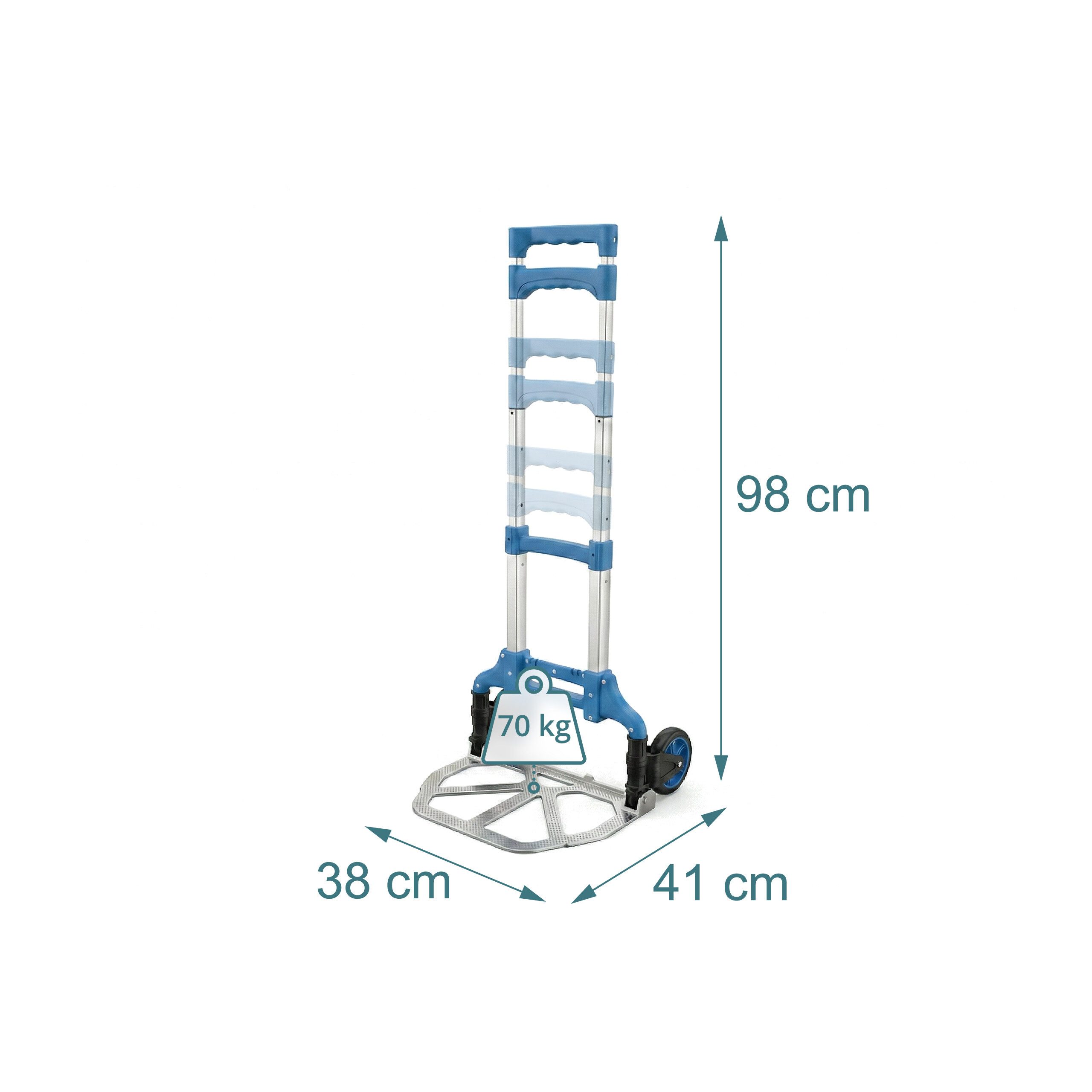 relaxdays Sackkarre klappbar bis 70 kg, (3-St), blau – Bild 4 von 5
