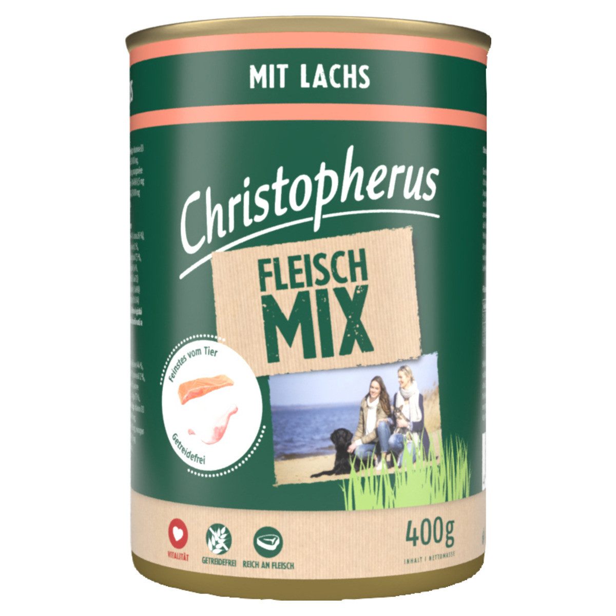 Christopherus Fleischmix mit Lachs 400 g - 6 Stück