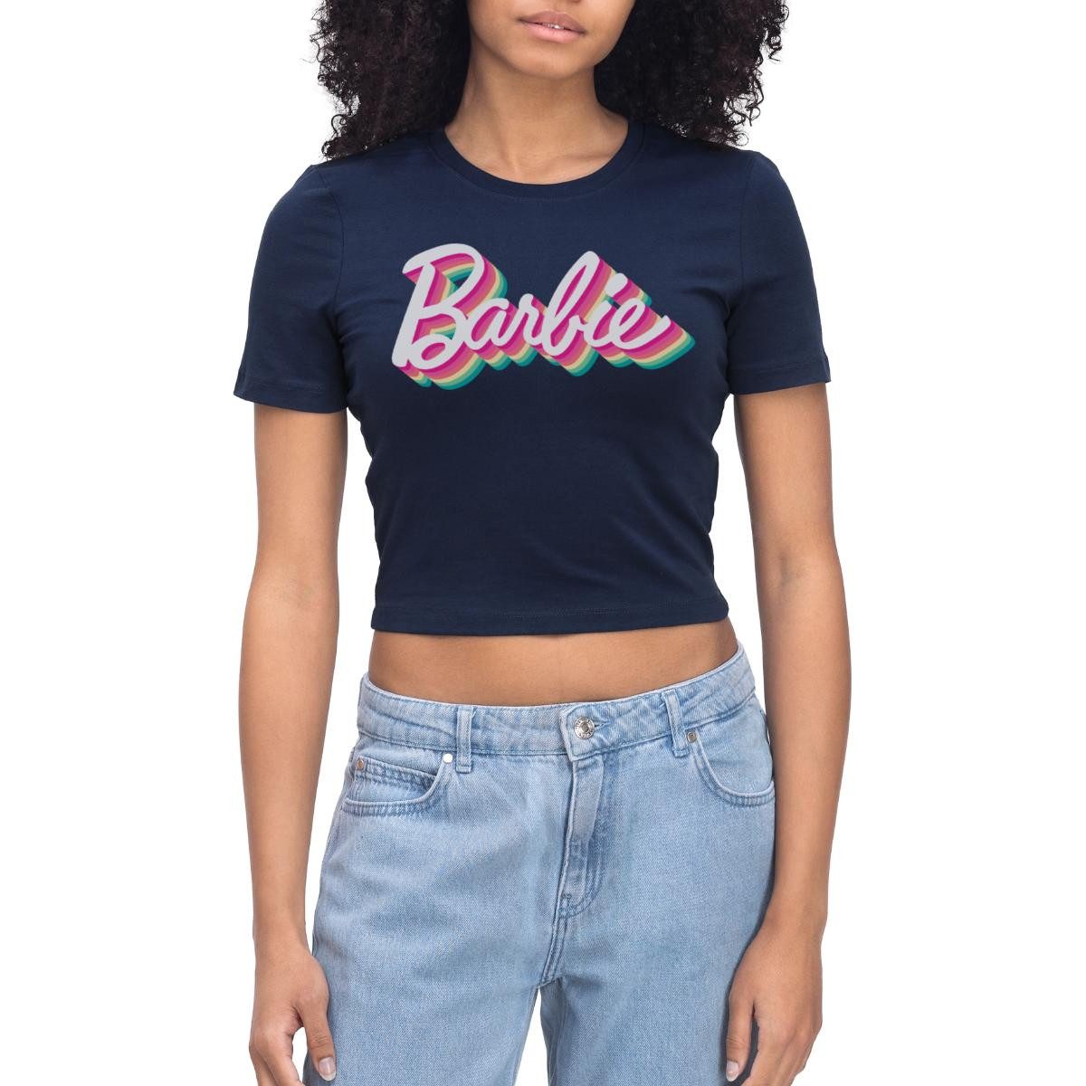 Spreadshirt T-Shirt Barbie Buntes Logo Crop Top (1-tlg)
