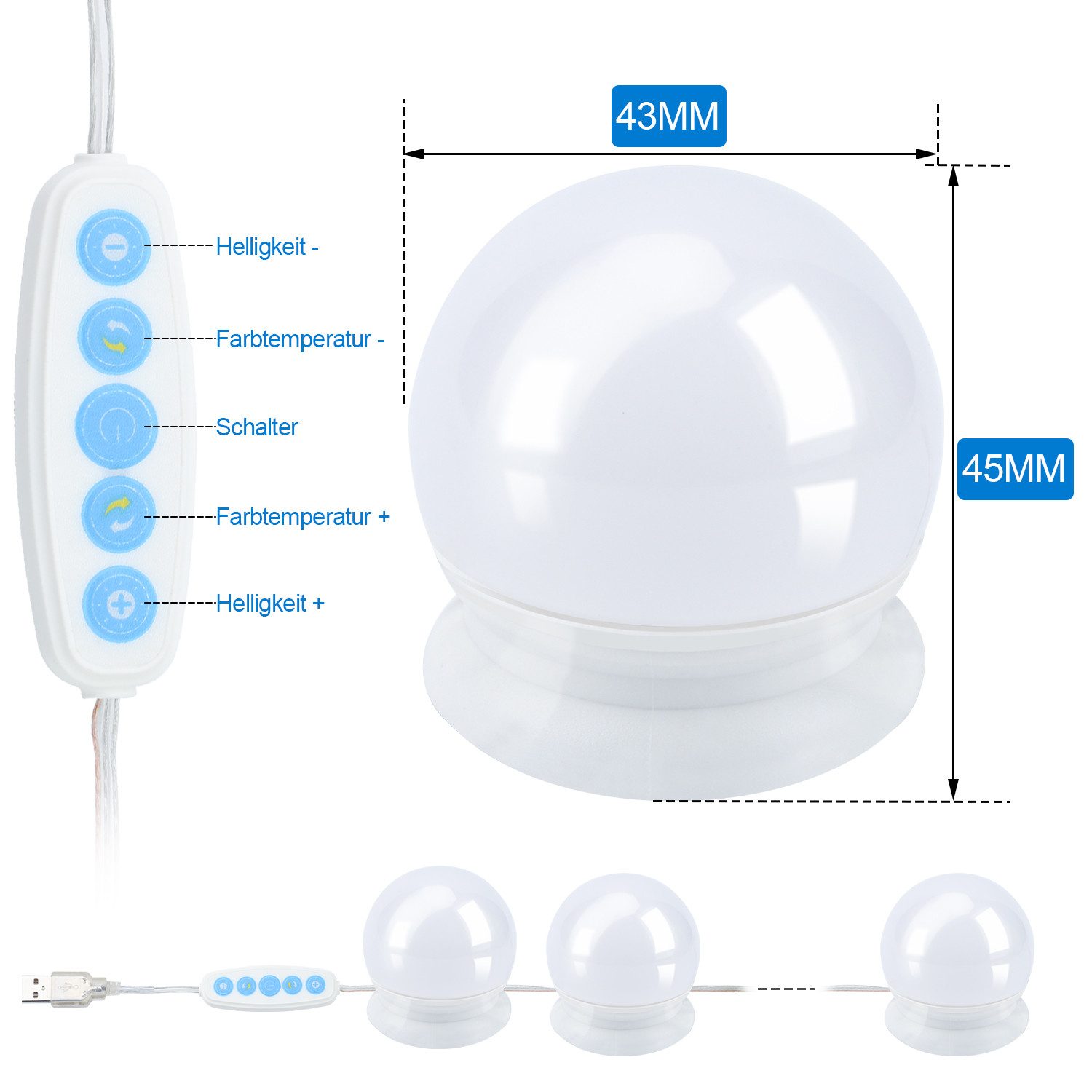 Clanmacy LED-Streifen LED Spiegelleuchte Makeup Licht hollywood Dimmbar 10 günstig online kaufen