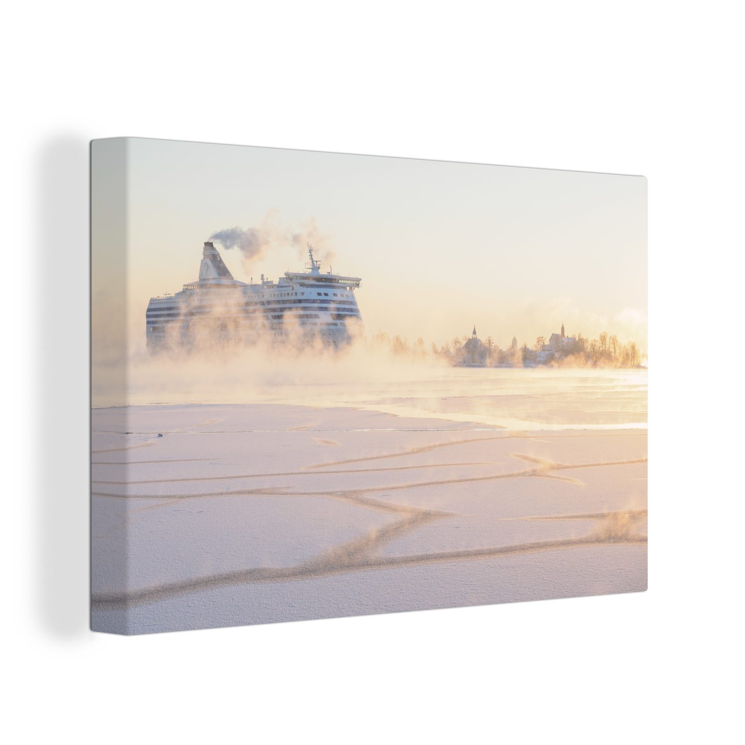 OneMillionCanvasses® Leinwandbild Die Fähre fährt durch das Meer in Richtung Helsinki, (1 St), Wandbild Leinwandbilder, Aufhängefertig, Wanddeko, 30x20 cm