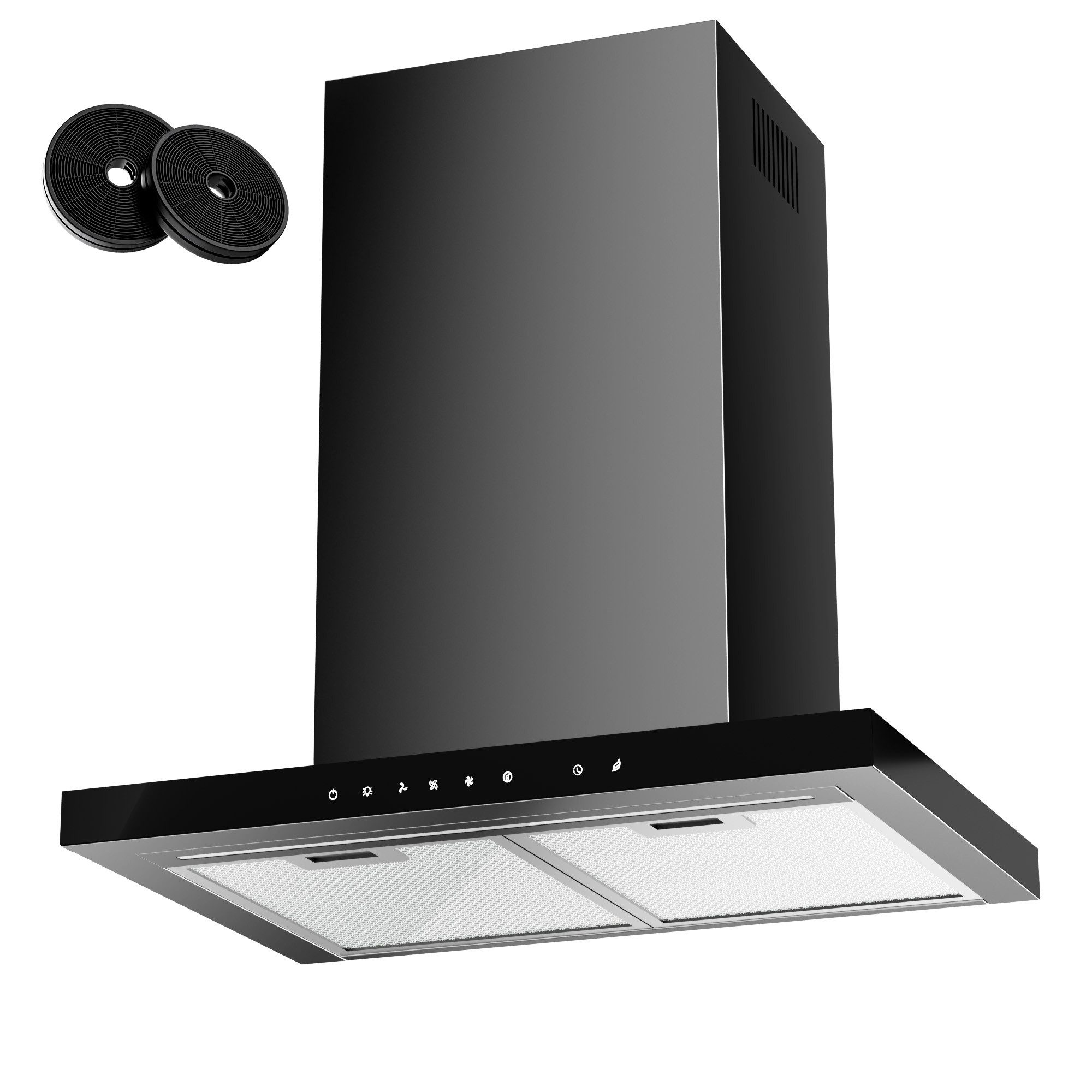Levivo Wandhaube A+++ Dunstabzugshaube 60cm Umluft & Abluft mit 750 m³/h Aktivkohlefiltern, Fettfiltern, LED-Beleuchtung