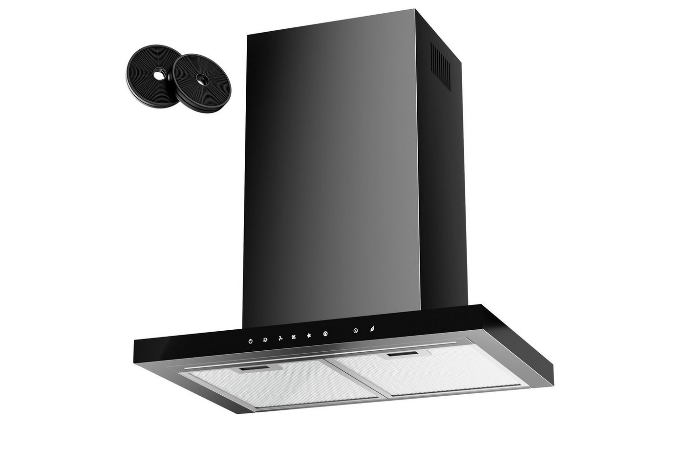 Levivo Wandhaube A+++ Dunstabzugshaube 60cm Umluft & Abluft mit 750 m³/h Aktivkohlefiltern, Fettfiltern, LED-Beleuchtung