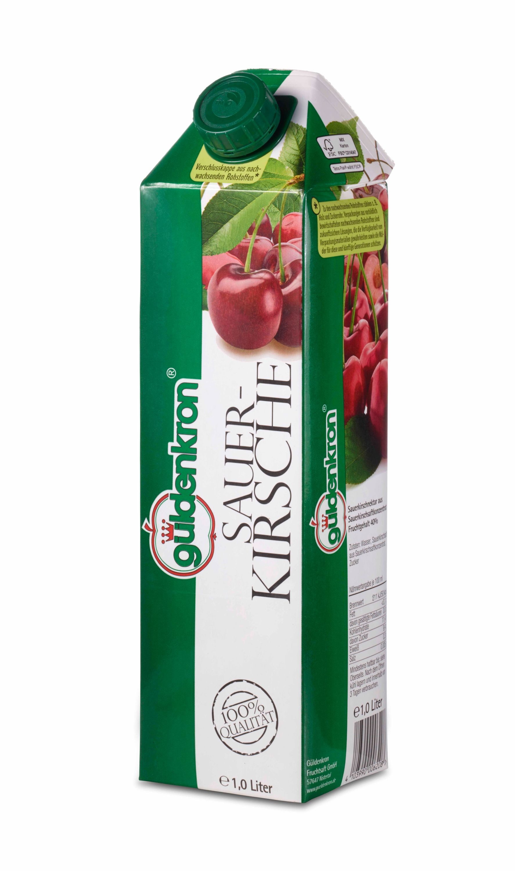 Güldenkron Saft, Güldenkron Sauerkirsch Nektar Getränk Schraubverschluss 1000ml