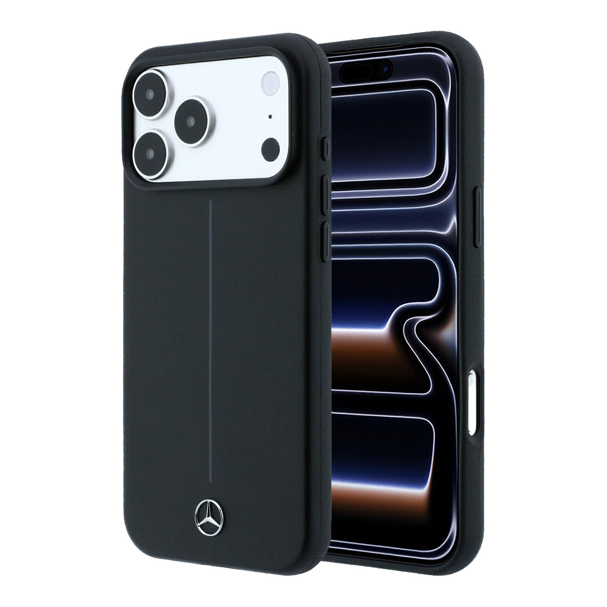Mercedes Benz Handyhülle Iconic Line für iPhone 18 Pro Max MagSafe Kunstleder schwarz Logo 6,9 Zoll, Kantenschutz
