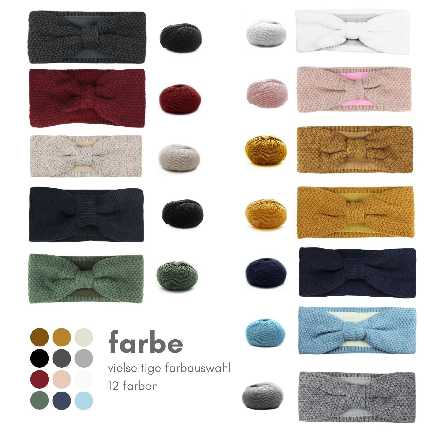 Frentree Stirnband Gefüttertes Haarband, Ohrenwärmer für Damen und Mädchen, Strickmuster mit Schleife und weichem Fleece Innenfutter – Bild 5 von 5