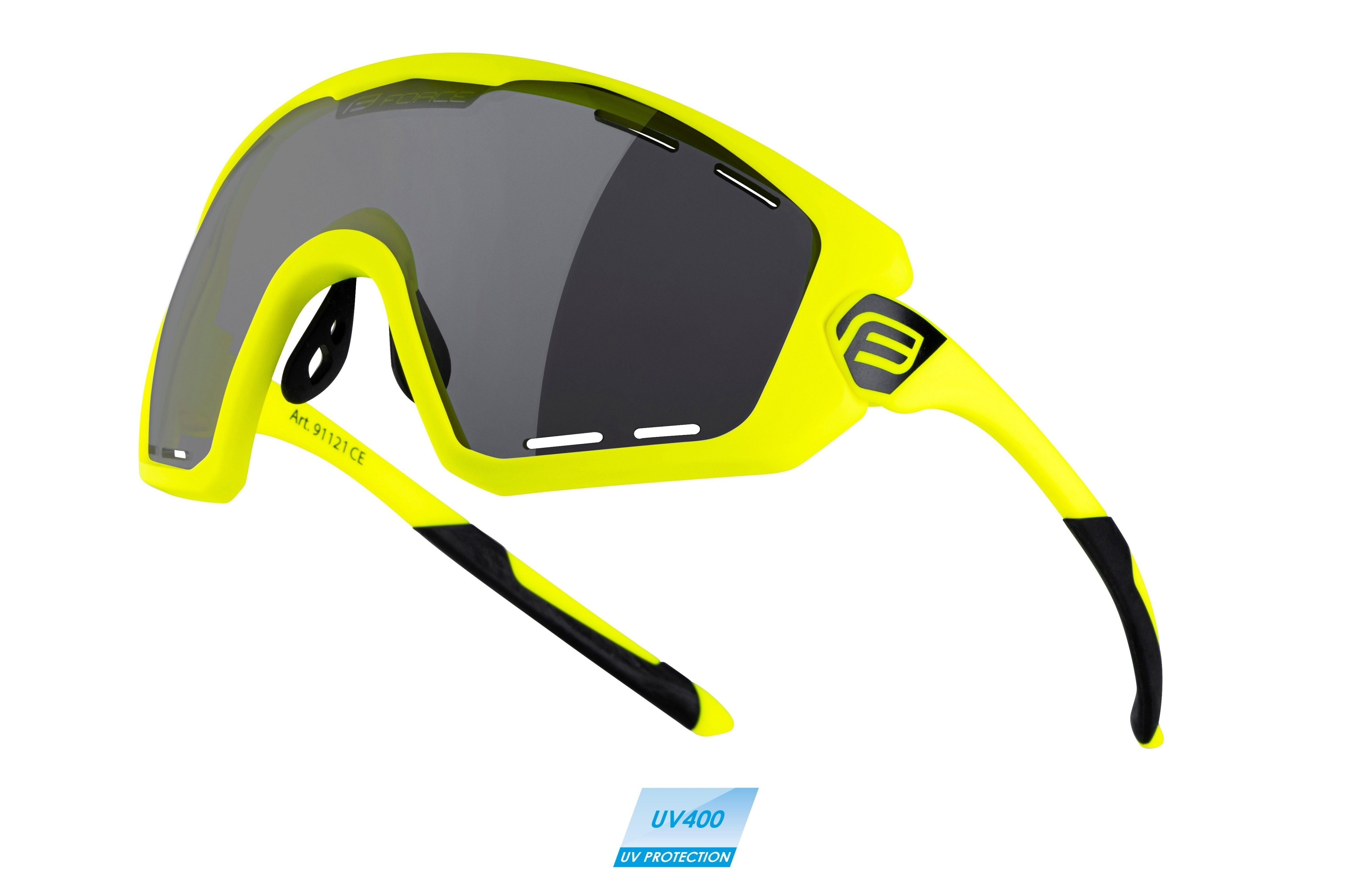 FORCE Fahrradbrille Sonnenbrille FORCE OMBRO PLUS gelb, mattschwarzes Glas