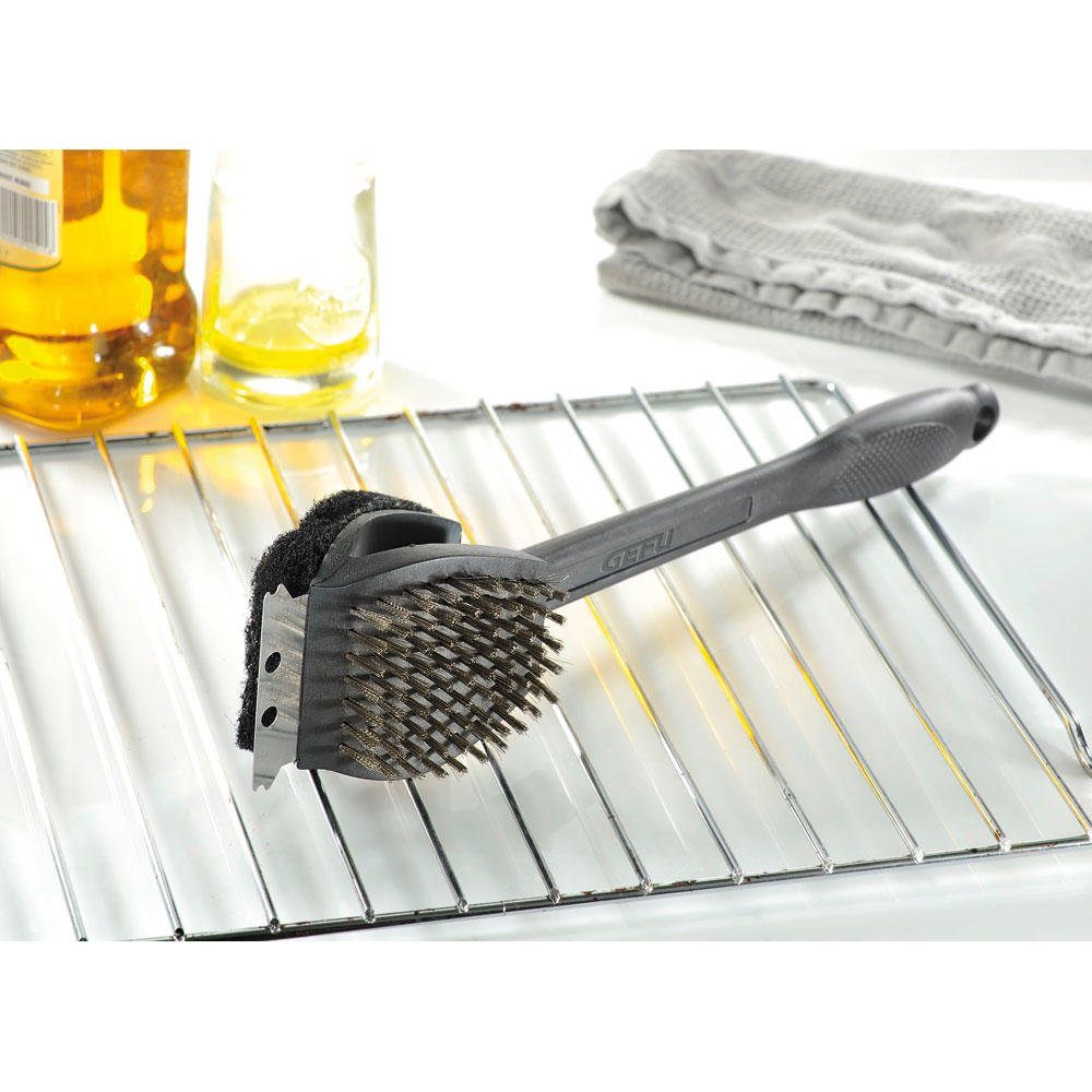 GEFU Grillbürste Grillbürste 3 in 1 Edelstahl schwarz/silber