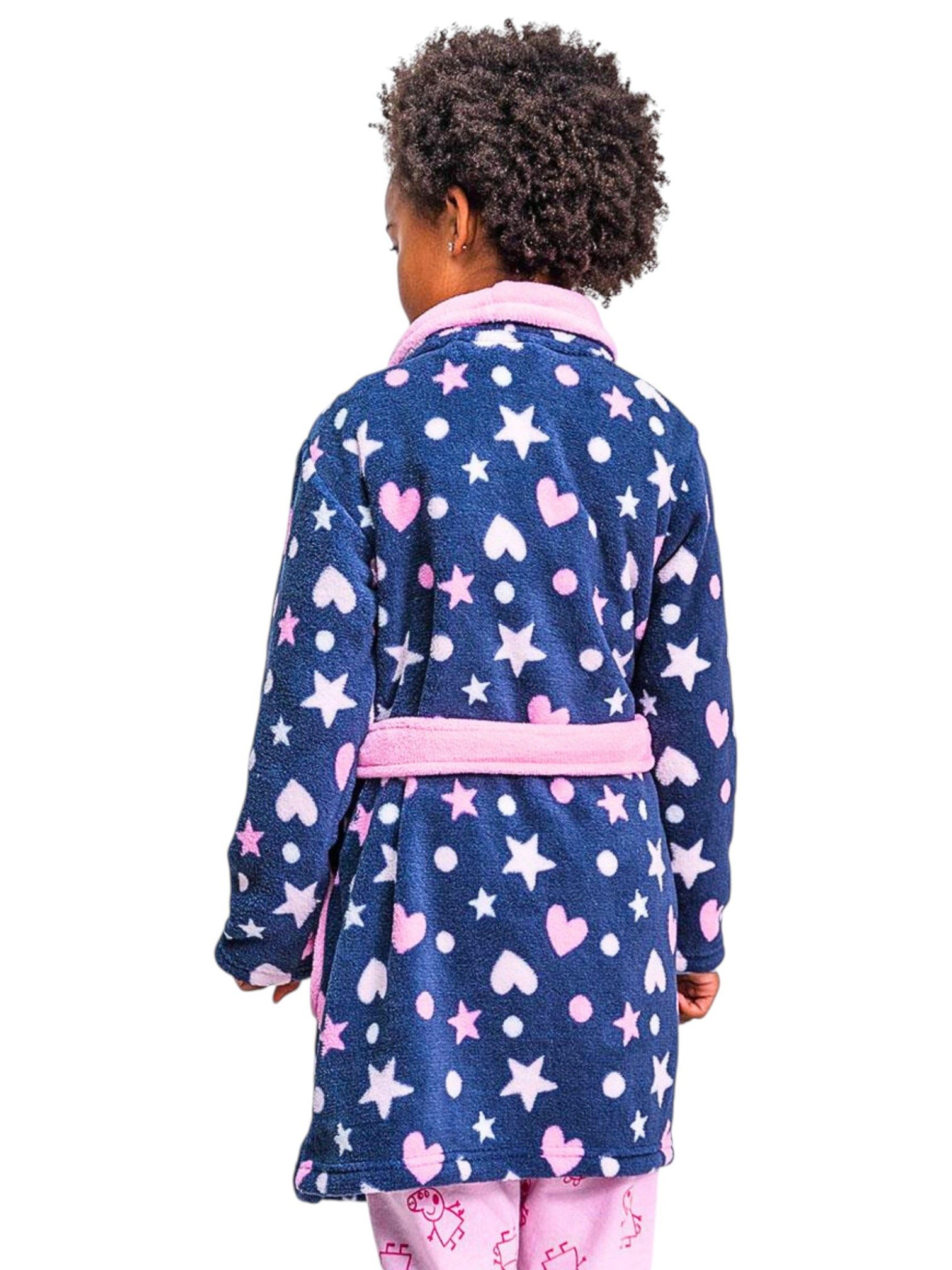 Cerdá Kinderbademantel Peppa Pig, Fleece, V-Ausschnitt, Bindegürtel, Mädchen Morgenmantel Gr. 92-116 cm