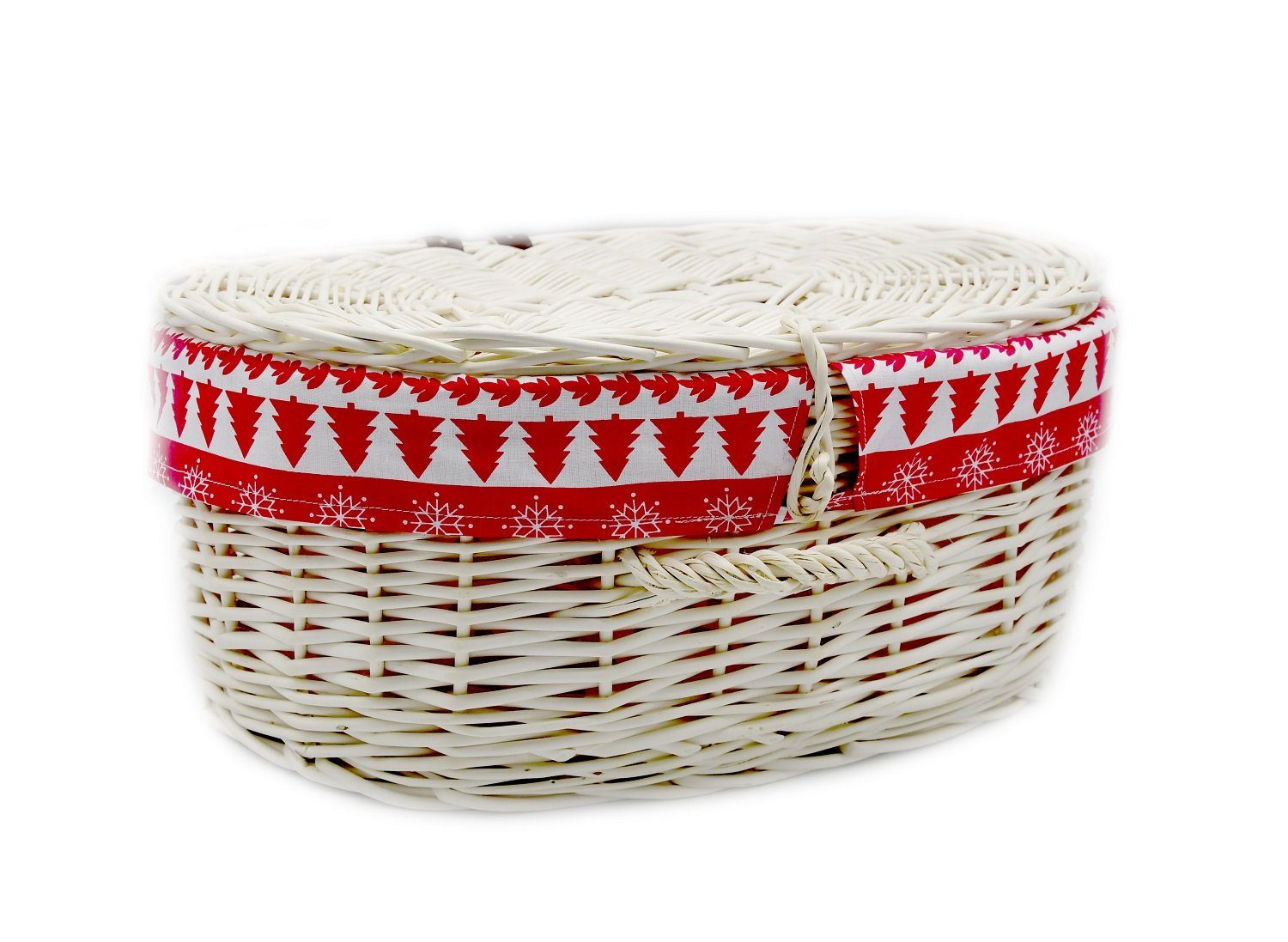 MyBer® Flechtkorb Box Koffer Kiste Korb aus Weide mit Deckel Stoffeinlage weiß (45cm/32cm/18cm, 1 St., mit Stoffeinlage K12-629-W-SWR), aus Vollweide, handgefertigt, weiß