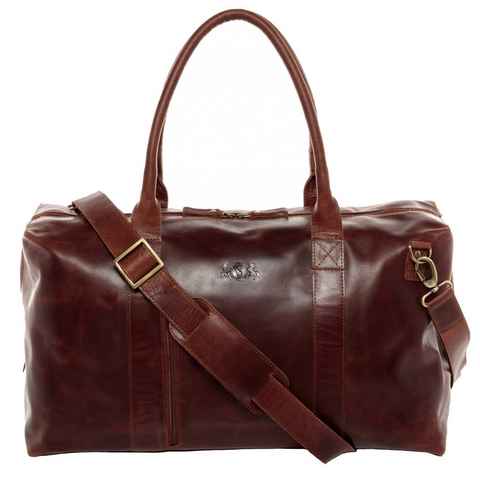 SID & VAIN Reisetasche Leder Weekender Unisex YALEZIP, Echtleder Reisegepäck für Damen & Herren, Sporttasche XL braun-cognac