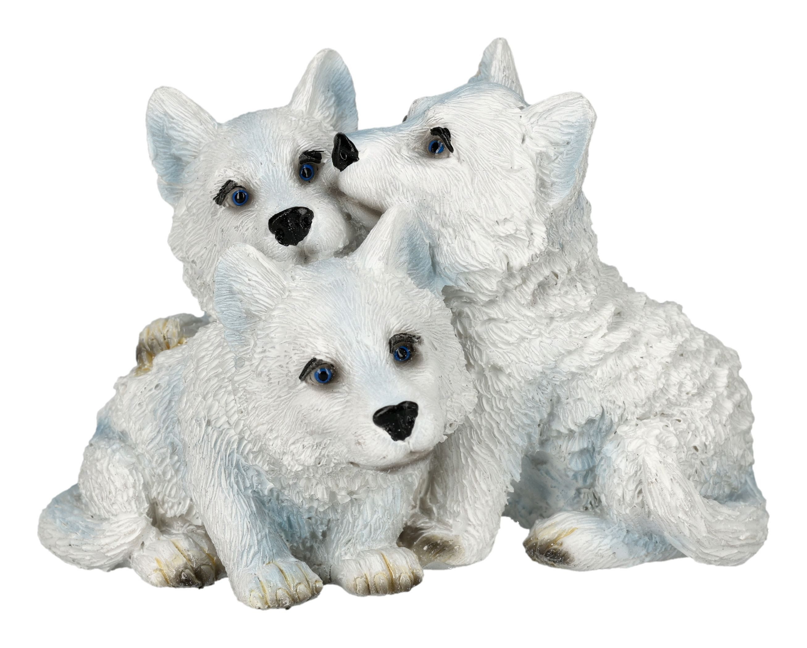 Figuren Shop GmbH Tierfigur Wolfswelpen Figur – weiße Wolf Statue handbemalt Sammlerfigur 7 cm