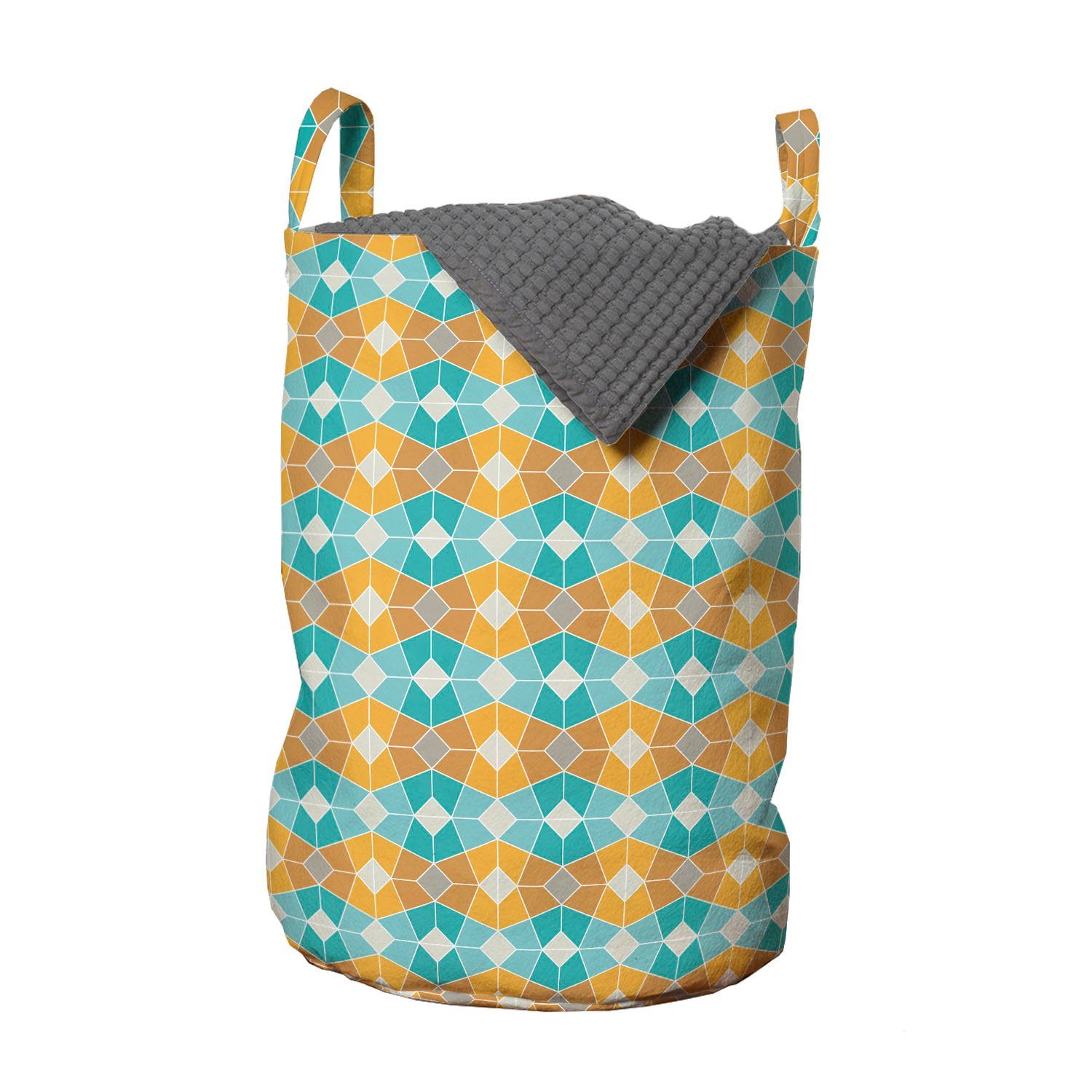 Waschsalons, Wäschesäckchen Aquatic Griffen für Tangerine Mosaik Geometrisch Wäschekorb mit Abakuhaus Kordelzugverschluss