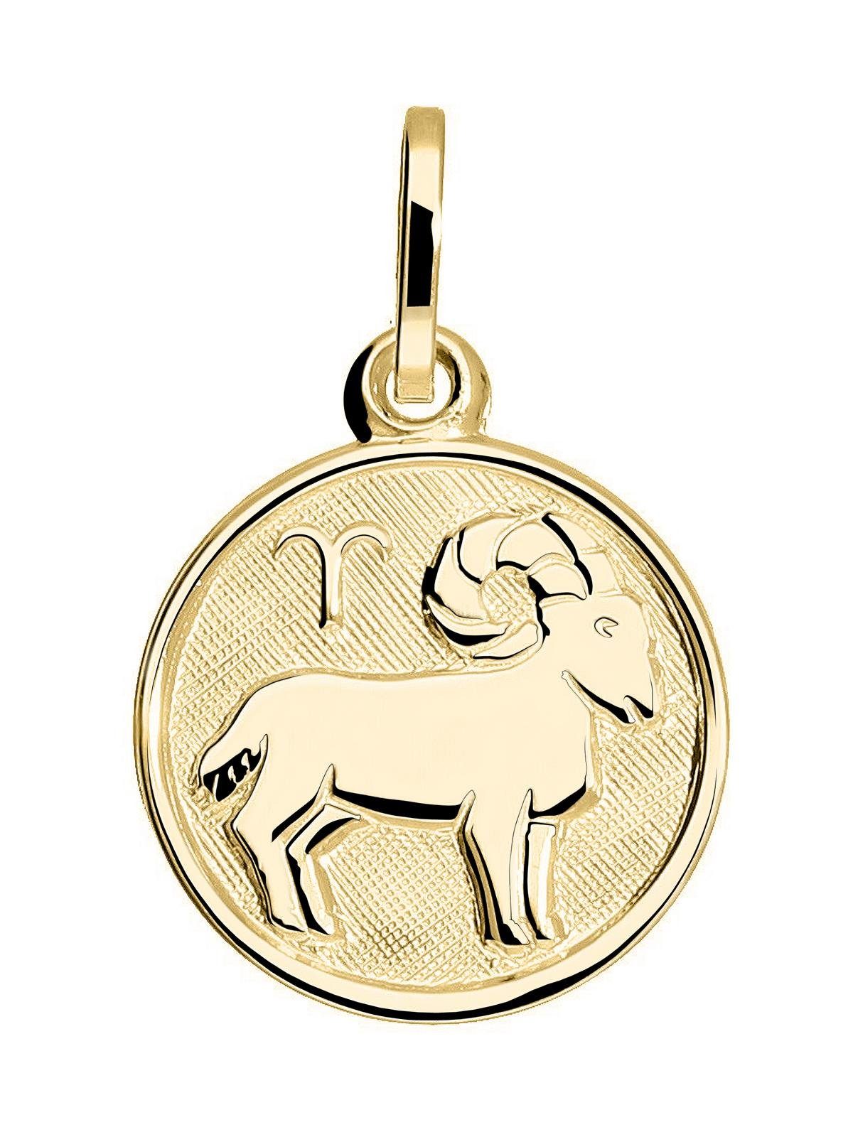 My Gold Sternzeichenanhänger Damen & Kinder Sternzeichen Anhänger Gold 333 WIDDER - Zodiac round (Set, 1-tlg., inkl. Schmuckbox), Geschenke