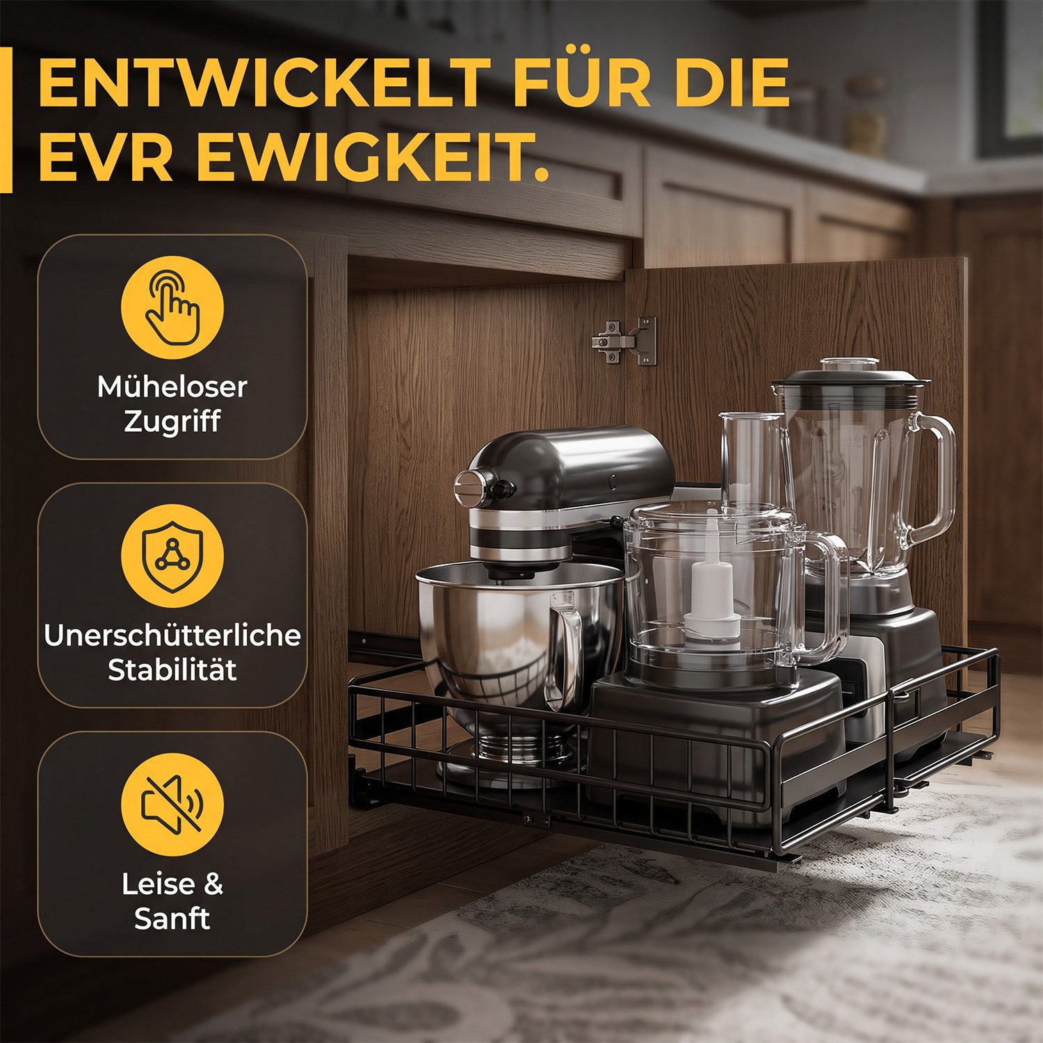 AKKEE Küchenorganizer-Set 2 Stück Teleskopschublade, Faltbare Ausziehbarer Schrank Organizer, Slide Out Schrank,Kein Bohren erforderlich,geeignet für Küche,Schr – Bild 4 von 5