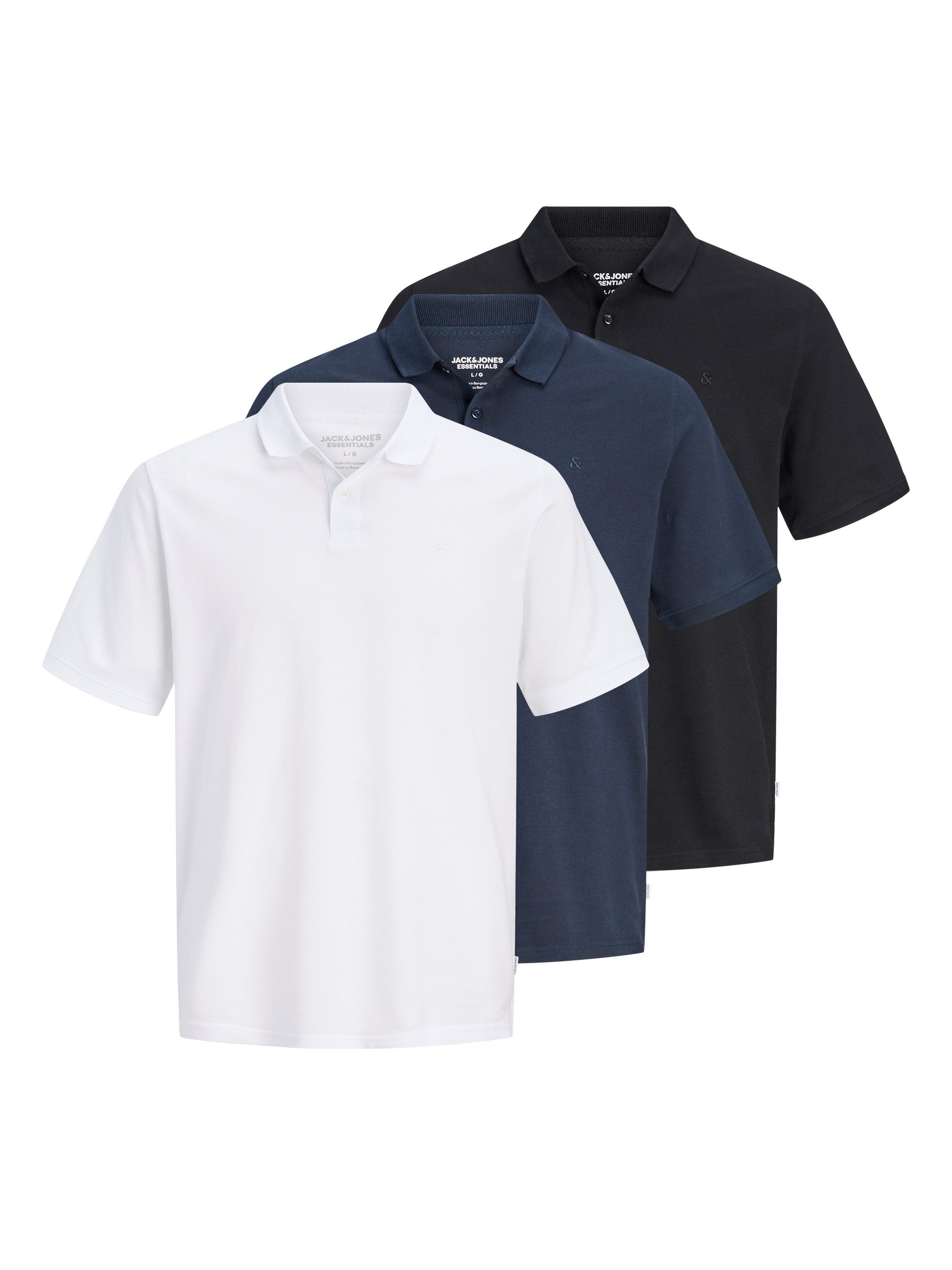 Jack & Jones Poloshirt JJEBASIC POLO SS 3PK MP NOOS (Packung, 3-tlg) Baumwolle, slim fit