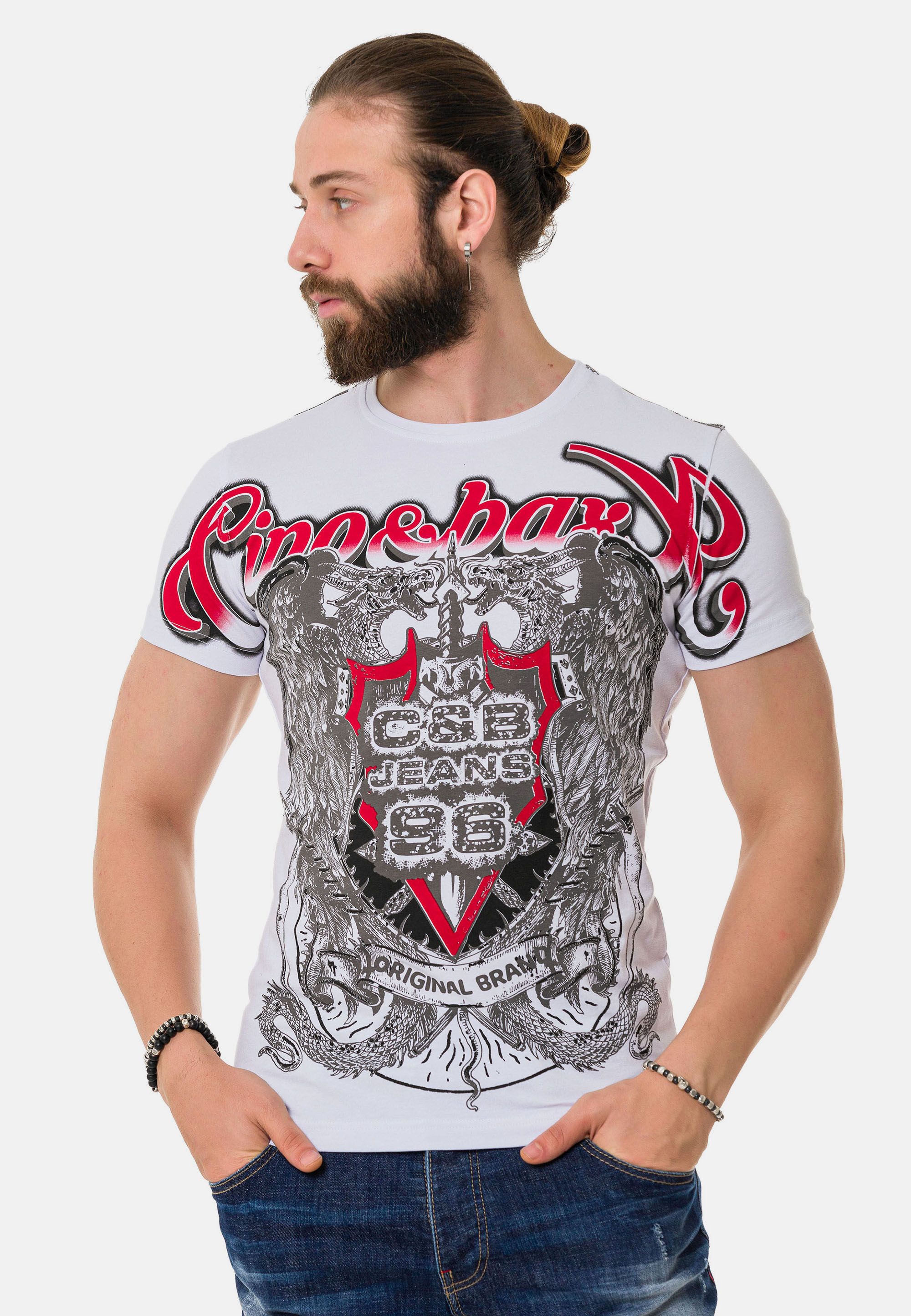 Cipo & Baxx T-Shirt T-Shirt mit Schattenmuster auf der Vorder-und Rückseite
