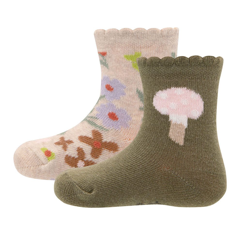 Socken Socken 2er Pack GOTS Blümchen/Pilz