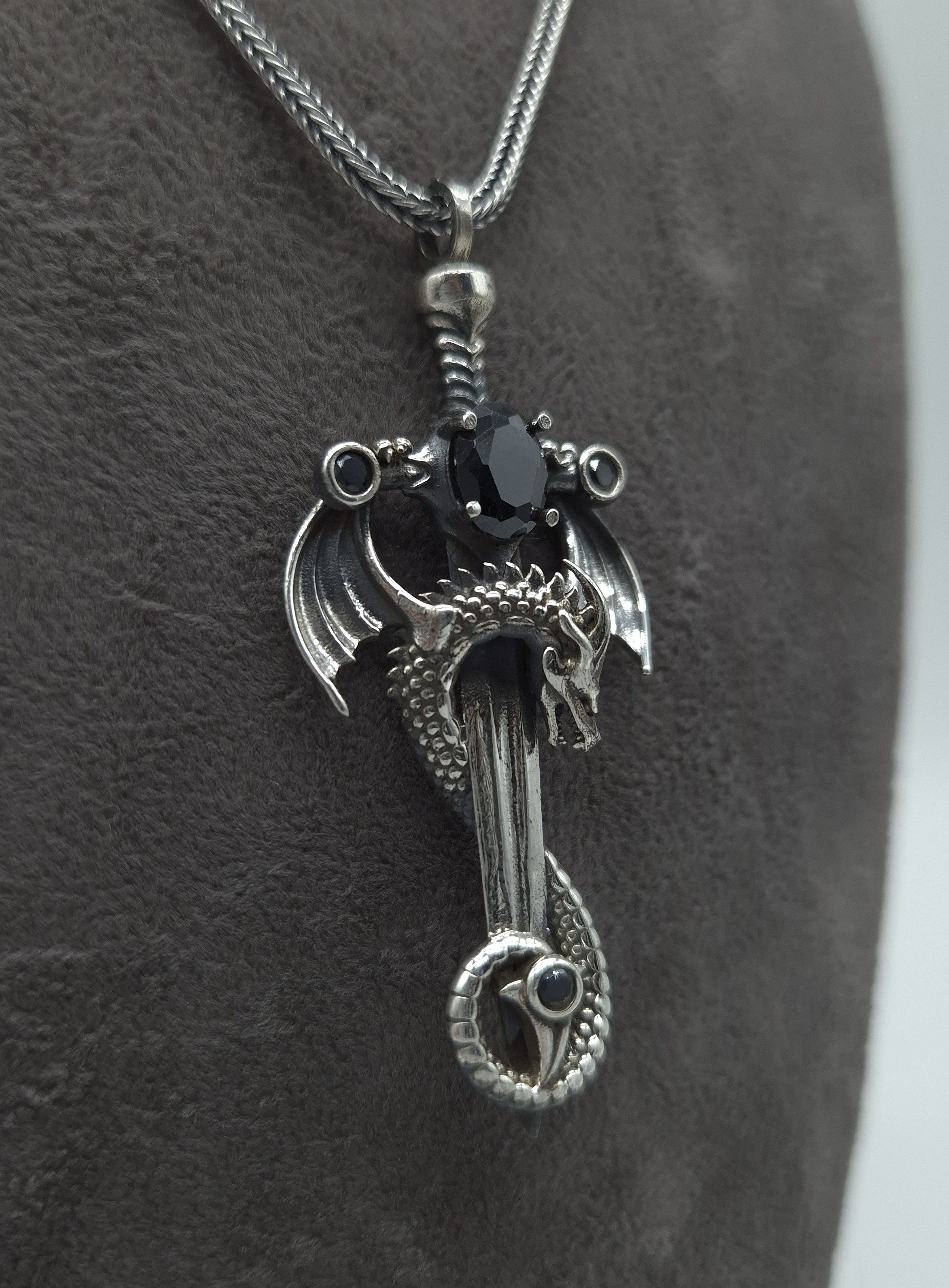 NAHLE Kette mit Anhänger Silber Drache mit Silber Fuchsschwanz Kette 55cm (2-tlg., inklusive Schmuckbox)