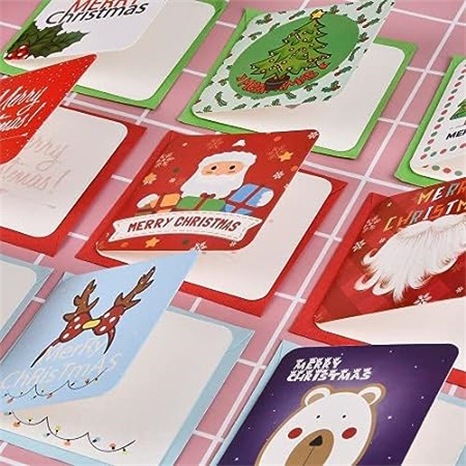 innen Grußkarten blanko Mini-karten, 24-teilig, Inshow Weihnachtskarten-Set, niedliche