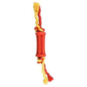 Flamingo Spielknochen Hundespielzeug Dental Gummirolle mit Seil