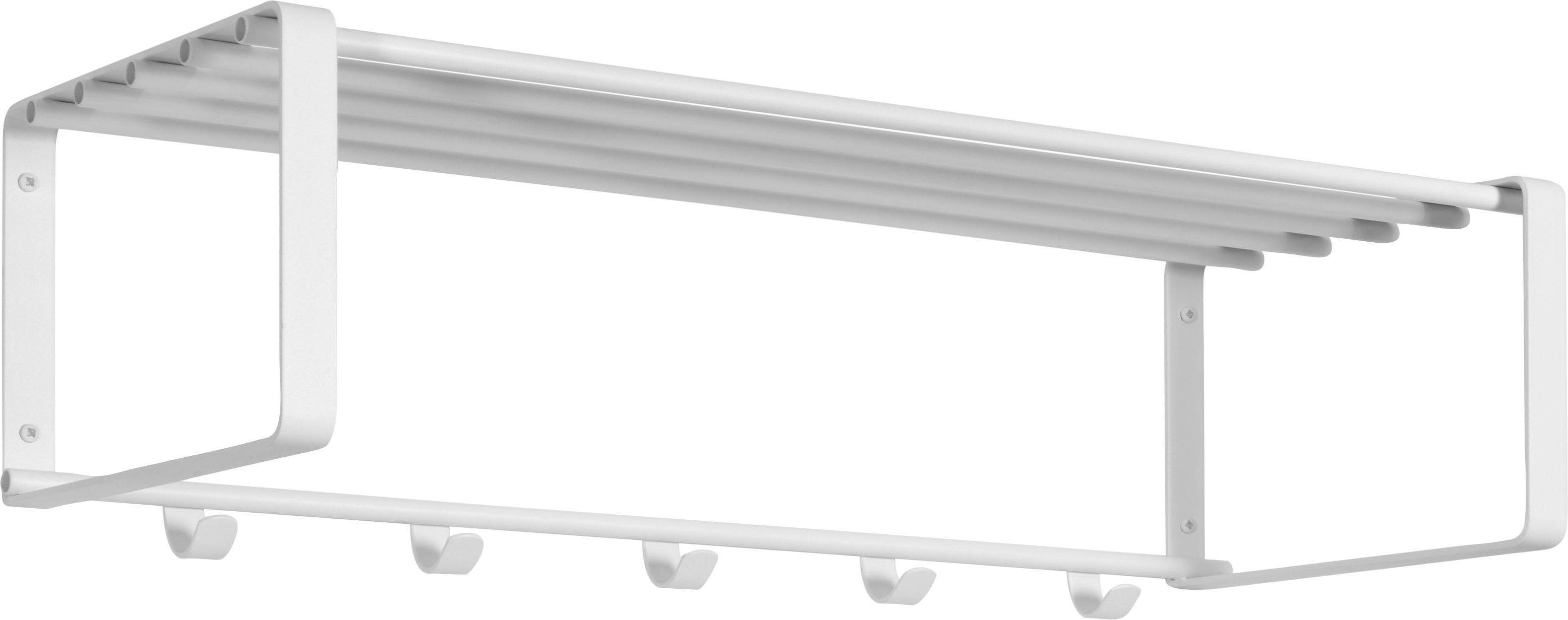 Spinder Design Garderobenleiste REX (1 St), Wandgarderobe aus Stahl mit Hutablage und 5 bzw. 7 Haken