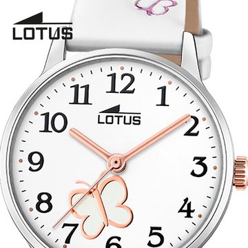 Lotus Chronograph Lotus Kinderuhr Leder weiß Lotus Classic, (Chronograph), Kinder Armbanduhr rund, klein (ca. 30mm), Edelstahl