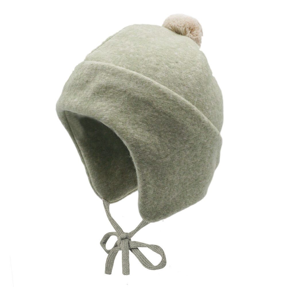 MAXIMO Fleecemütze GOTS MINI-Mütze,Baumwollfleece Pompon, Umschlag, Bindeband (1-St) Baumwollfleece