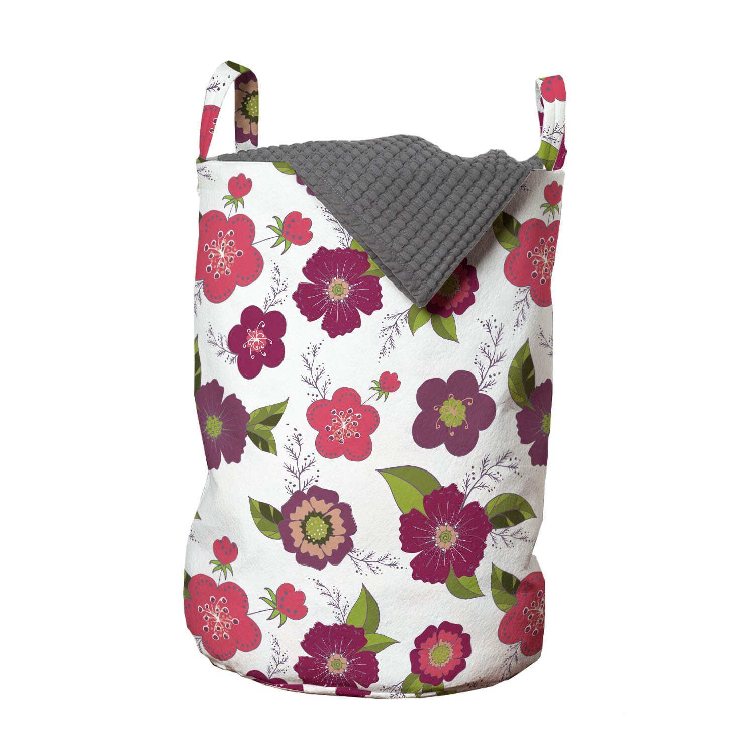 Abakuhaus Wäschesäckchen Wäschekorb mit Griffen Kordelzugverschluss für Waschsalons, Blumen Romantischer Garten Petals