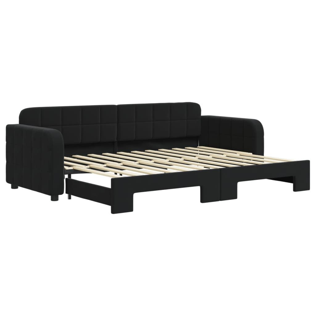 vidaXL Ausziehbett, Tagesbett Ausziehbar Schwarz 80x200 cm Samt