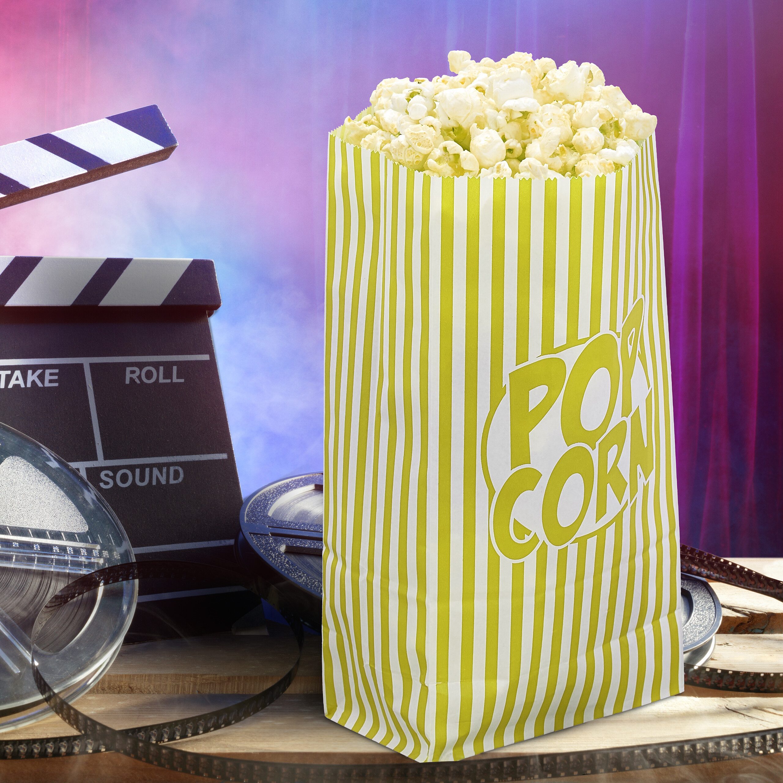 relaxdays Snackschale Retro Popcorntüten 144er Set, Papier, (144-tlg), gelb