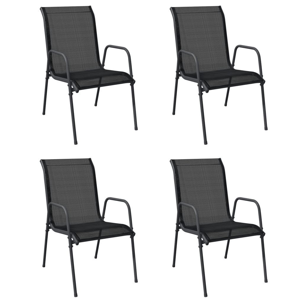 Schwarz Gartenstuhl und Textilene Stahl furnicato Stk. 4 Gartenstühle
