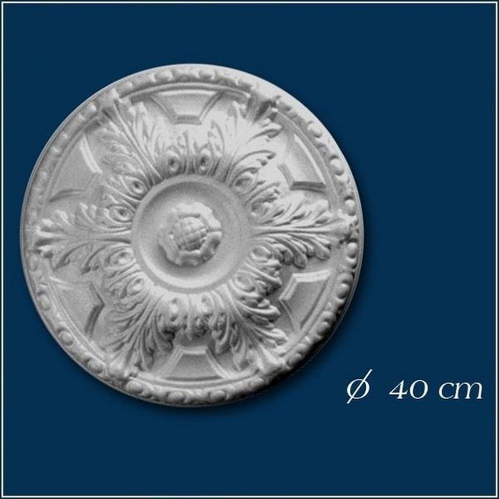 Stuckrosette, Polystyrol, Durchmesser 400 PROVISTON Weiß mm, Wanddekoobjekt