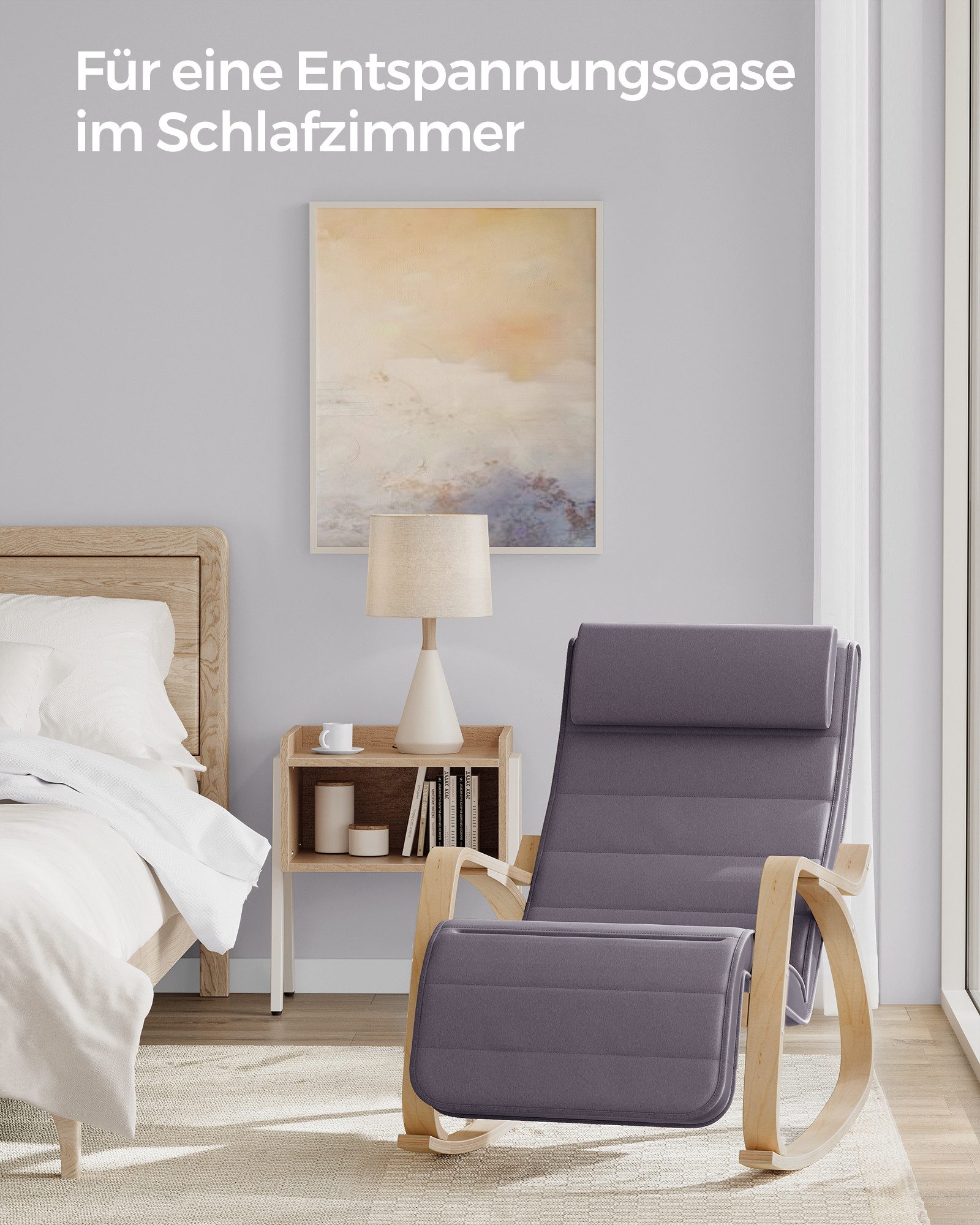 SONGMICS Schaukelsessel, Relaxsessel, Relaxstuhl, verstellbare Fußstütze
