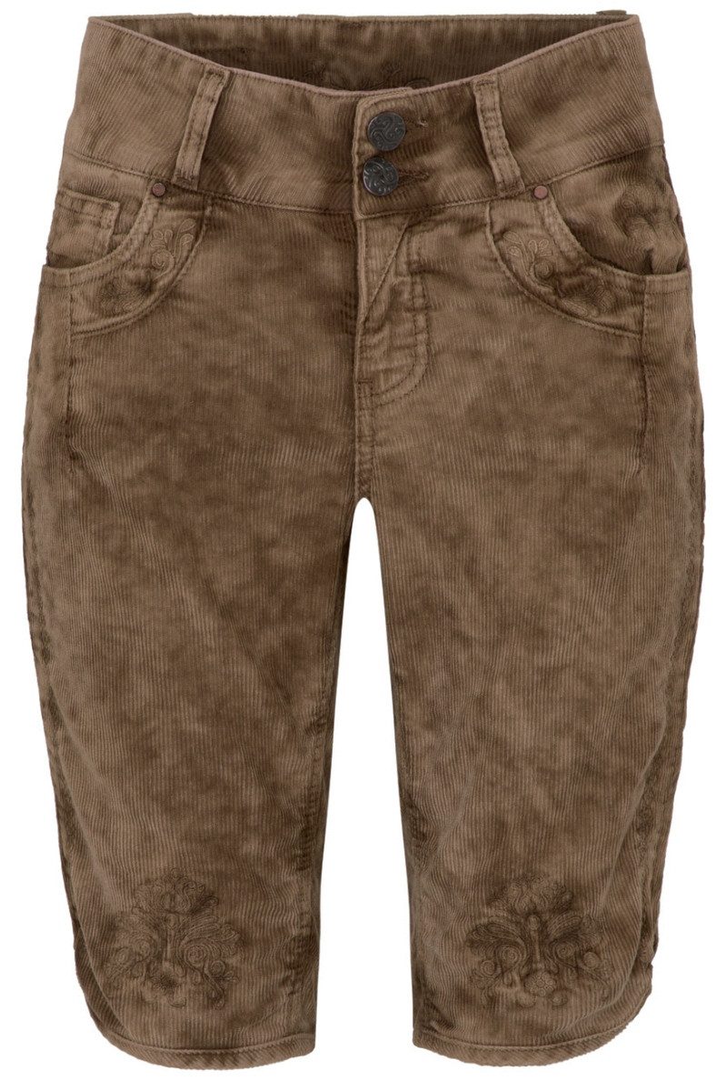 Hangowear Trachtenjeans Cordhose Damen - HENDRINA BERMUDA - schlamm