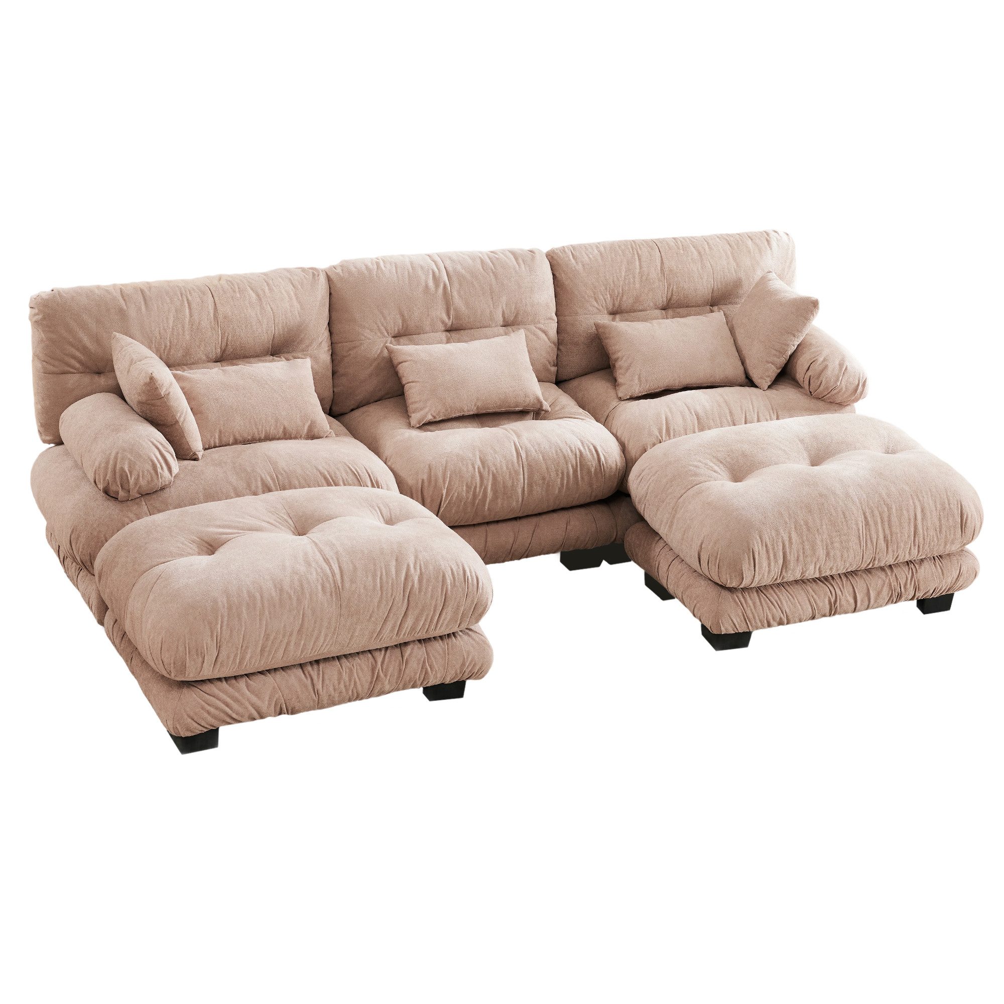 KLAM HOME Sofa Ecksofa Loungesofa 5-Sitzer-Sofa mit 2 Beweglicher Hocker,Ve günstig online kaufen