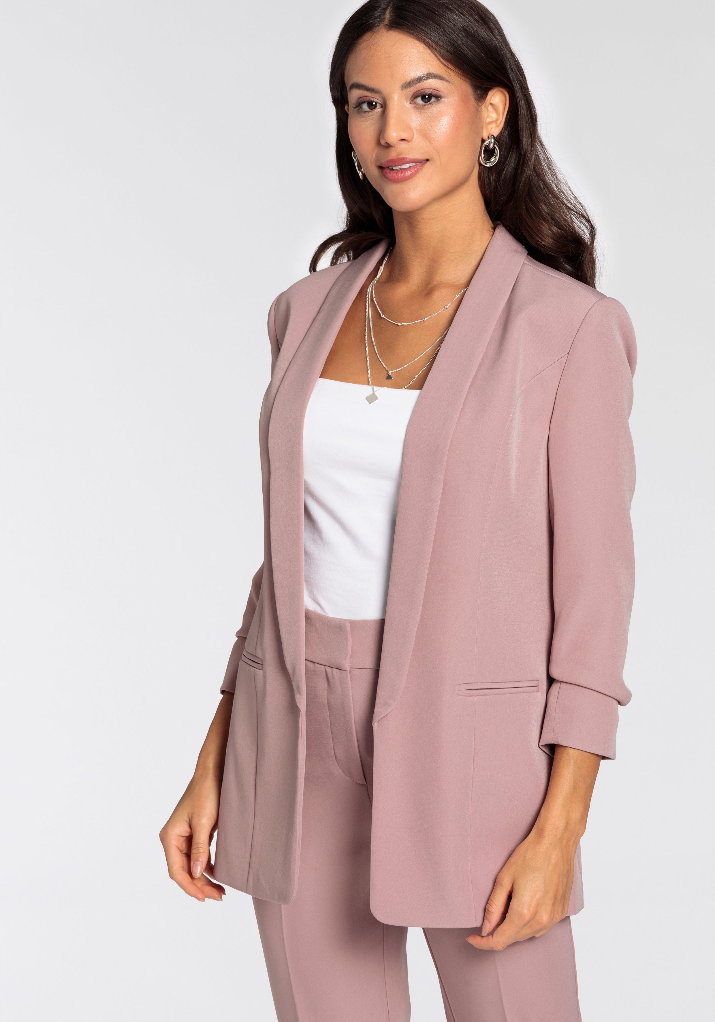 Laura Scott Longblazer mit gerafften Ärmeln rosa (aus nachhaltigem Material)