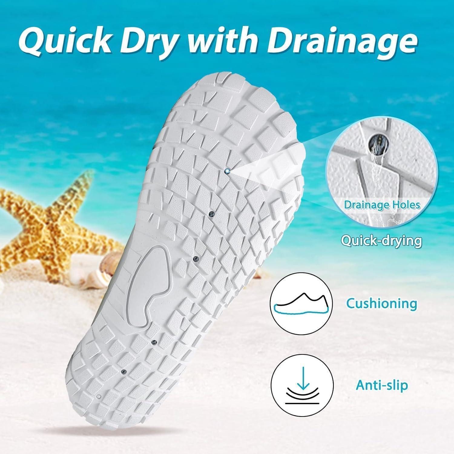 LuxusKollektion Wasserschuhe Strandschuhe Badeschuhe Drainagelöcher Unisex 42 EU Weiß Wasserschuh
