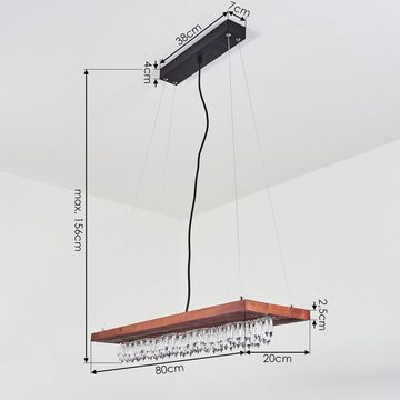 hofstein Pendelleuchte »Valditacca« verstellbare Hängelampe, Metall/Holz/Kunststoff, Schwarz, 3000 Kelvin, Hängeleuchte m. Kunststoff-Kristallen, LED, 2504 Lumen