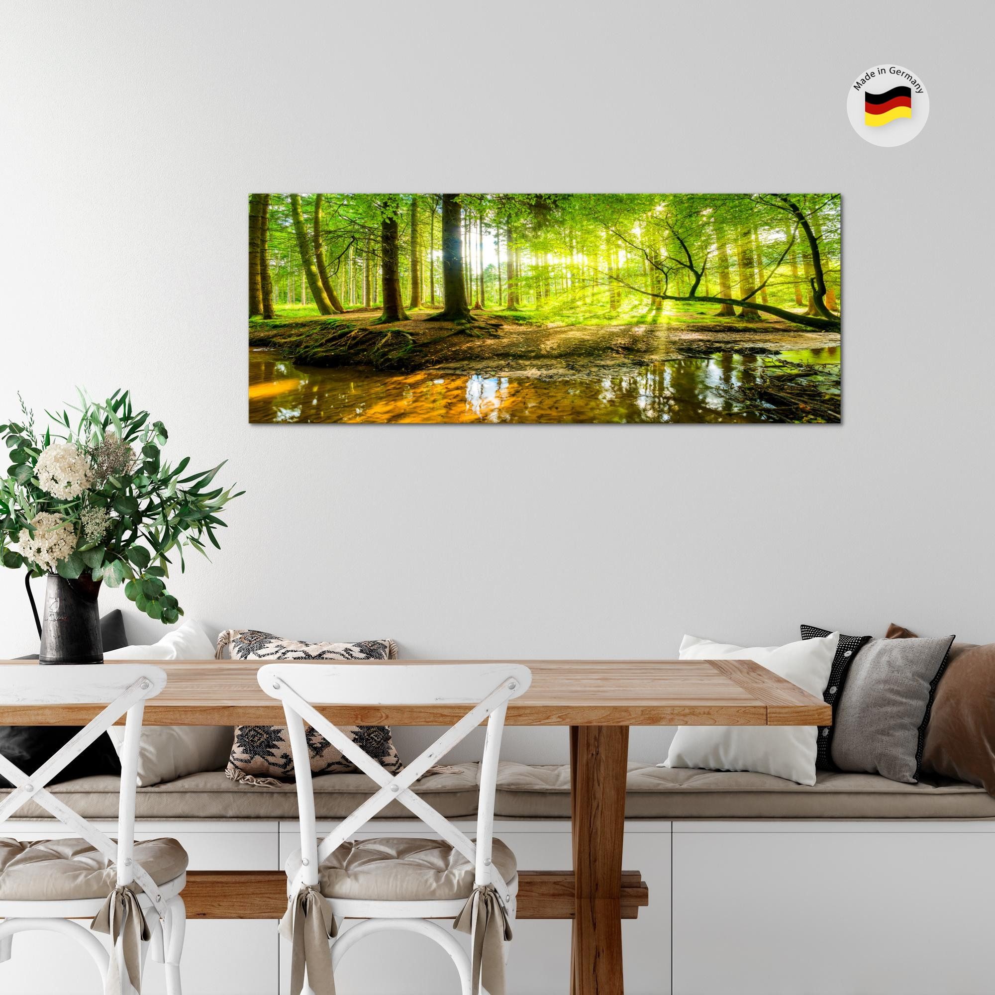Runa Art Wandbild Wald See Natur Landschaft Deko Bilder XXL Wohnzimmer Schlafzimmer, Wald
