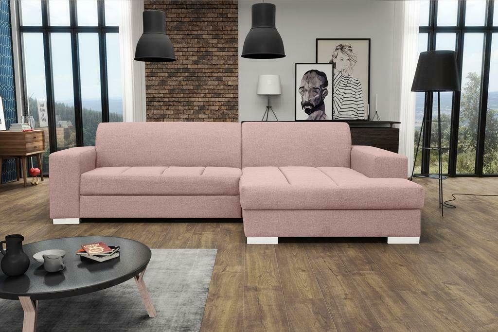 JVmoebel Ecksofa Ecksofa Sofa Couch Schlaf Polster Eck Garnitur Wohnlandschaft Bett Rosa