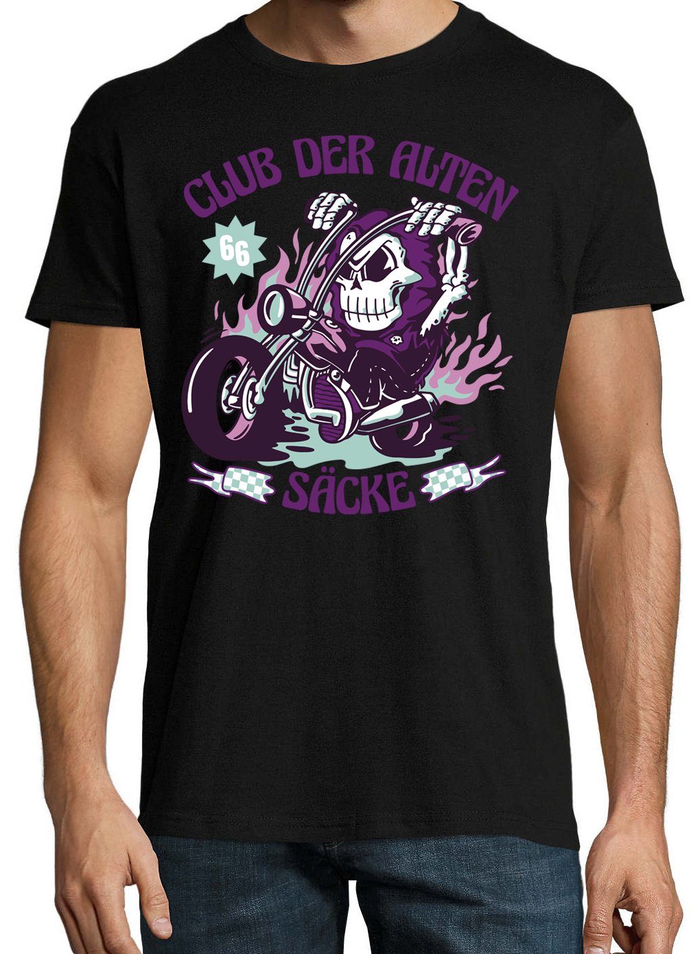 Youth Alten Schwarz Biker Säcke Frontprint Shirt Designz Der T-Shirt mit lustigem Club Herren
