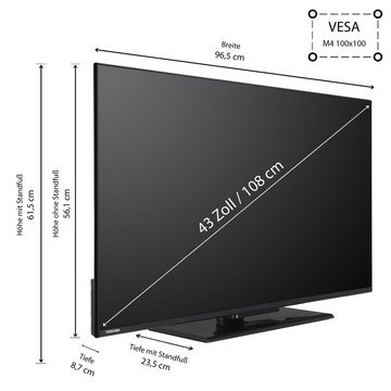 Toshiba 43UV3463DAW LCD-LED Fernseher (108 cm/43 Zoll, 4K Ultra HD, VIDAA Smart TV, VIDAA TV, Dolby Vision HDR, Triple-Tuner)