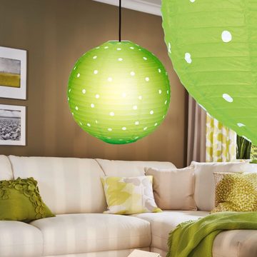 etc-shop Kugelleuchte, Leuchtmittel nicht inklusive, Kugel Decken Hänge Lampe Rockabilly Design Pendel Leuchte grün weiß