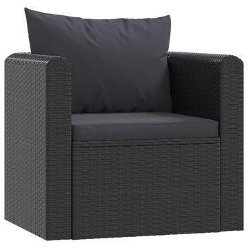 vidaXL Loungesofa Sessel mit Auflagen Poly Rattan Schwarz, 1 Teile